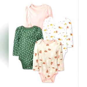 NWT - Baby girls 4 pack forest love long sleeve Bodysuits 0-3 months